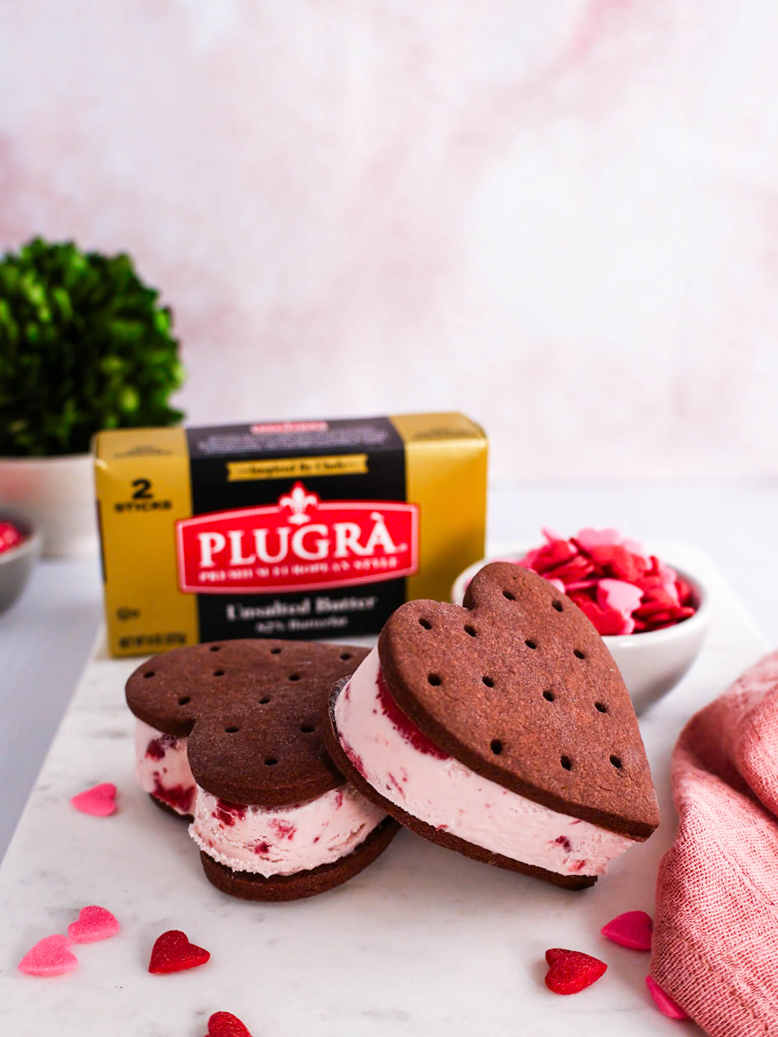 Plugrà Chocolate Heart Cookie Ice Cream Sandwiches
