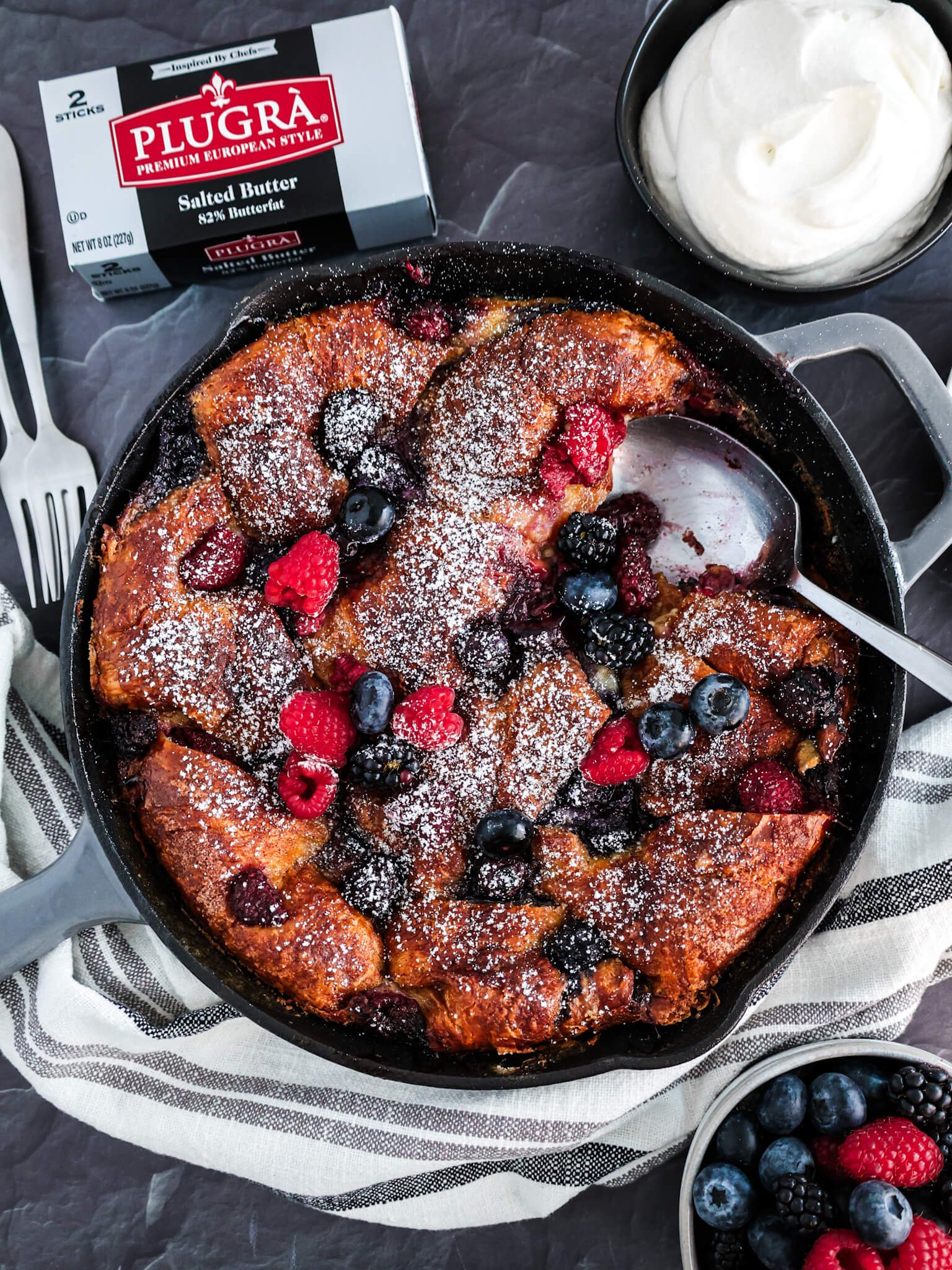 PlugrÃ  - Croissant Bread and Butter Pudding with Berries